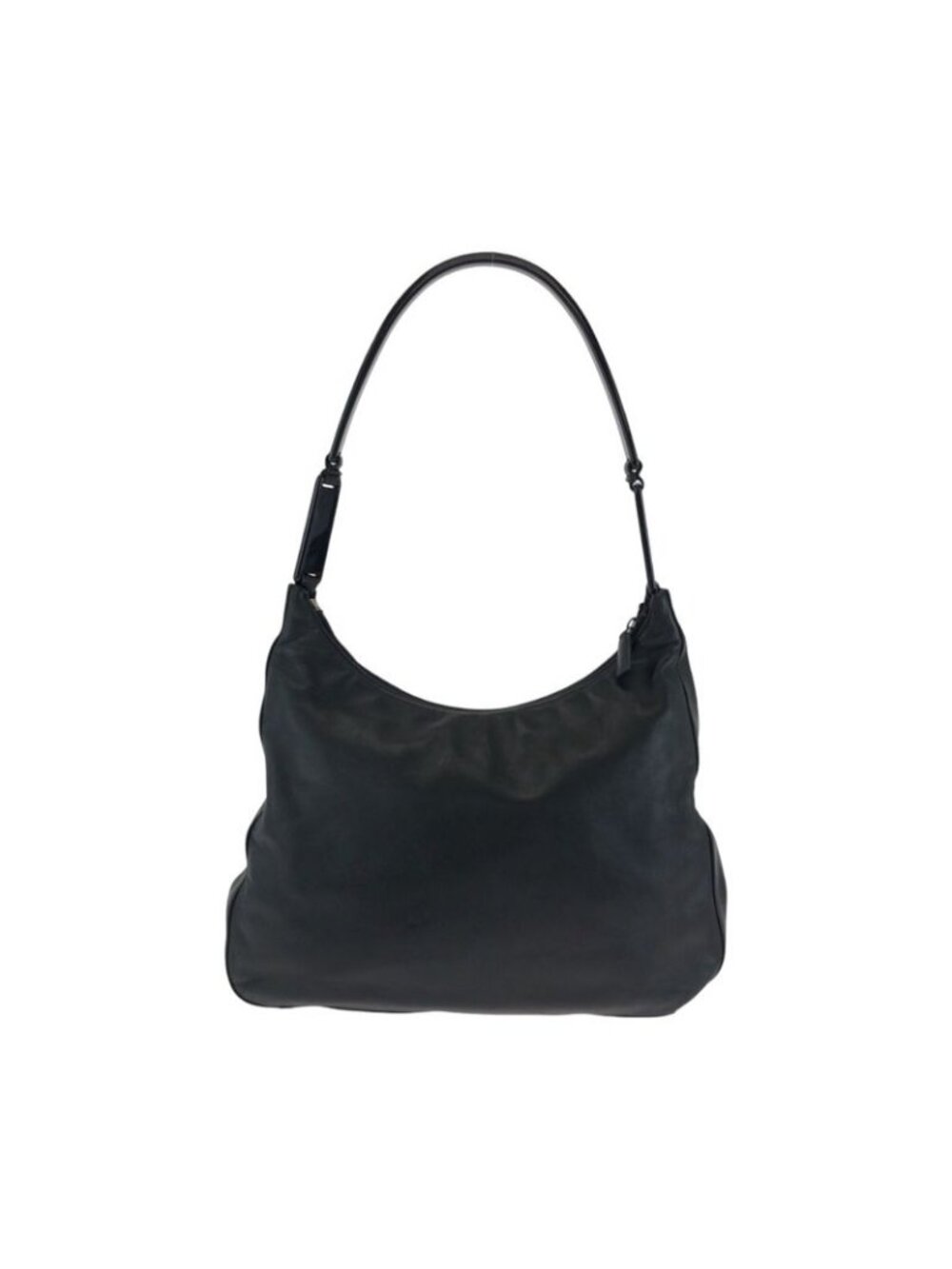 ★SOLD★ Prada Plastic Handle Logo Black Hobo Shoulder Bag - Picture 2 of 9